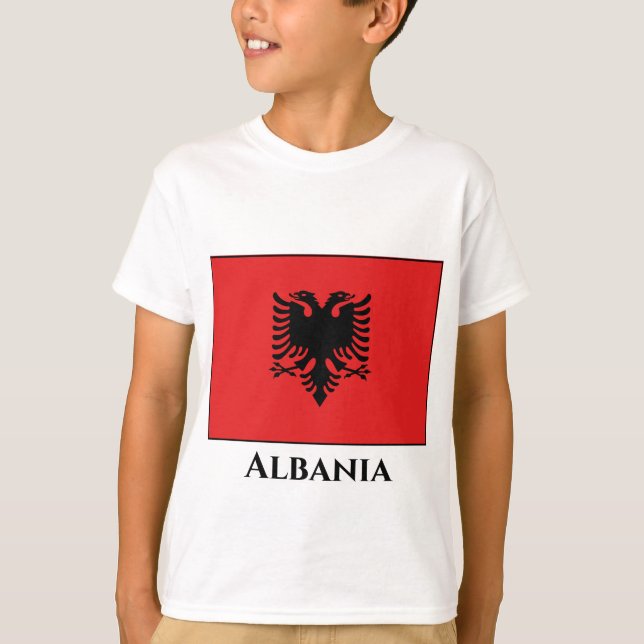 Albanien (albanska) Flagga T Shirt (Framsida)