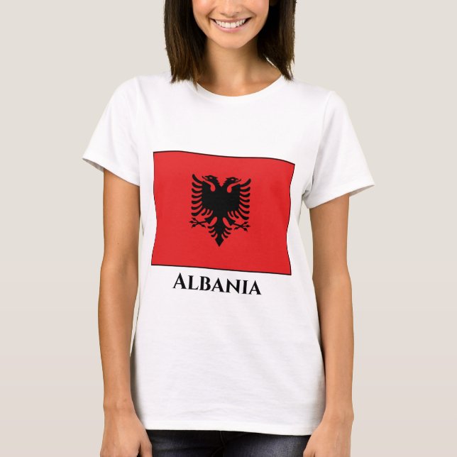 Albanien (albanska) Flagga T Shirt (Framsida)