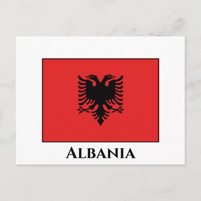 Albanien (albanska) Flagga Vykort (Framsida)