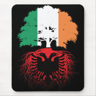 Albanien Albanska Irish Ireland Träd Roots Flagga Musmatta