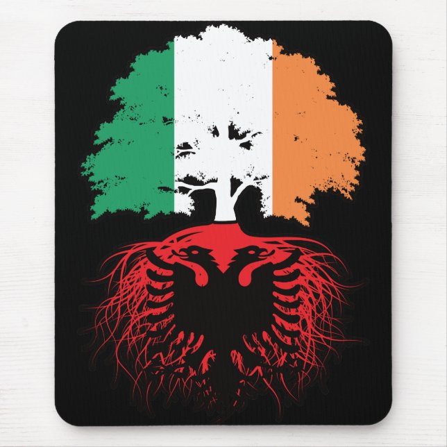 Albanien Albanska Irish Ireland Träd Roots Flagga Musmatta (Framsidan)