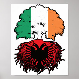 Albanien Albanska Irish Ireland Träd Roots Flagga Poster