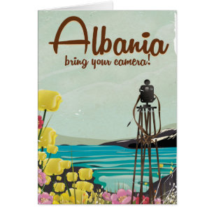 Albanien Camera Vintage resor poster Hälsningskort