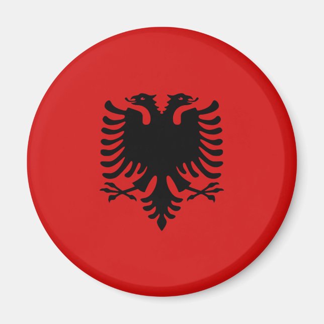 Albanien Fisheye Flagga Magnet (Framsidan)