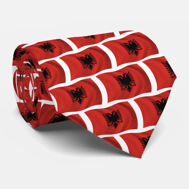 Albanien Flagg Halsduk Slips (Rullad)