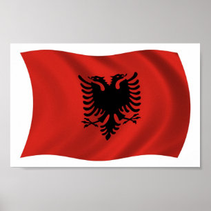 Albanien Flagga Affisch Print