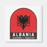 Albanien Flagga Emblem Distress