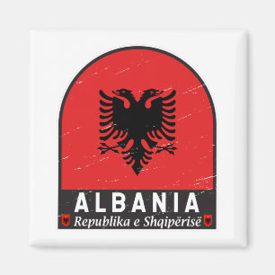 Albanien Flagga Emblem Distress Magnet