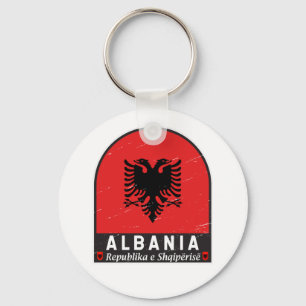 Albanien Flagga Emblem Distress Nyckelring