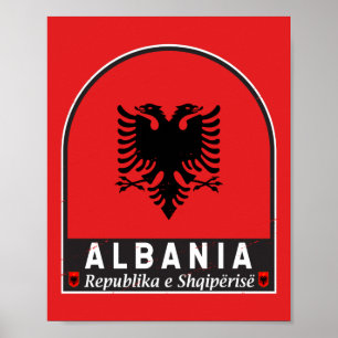 Albanien Flagga Emblem Distress Poster