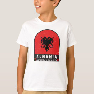 Albanien Flagga Emblem Distress T Shirt