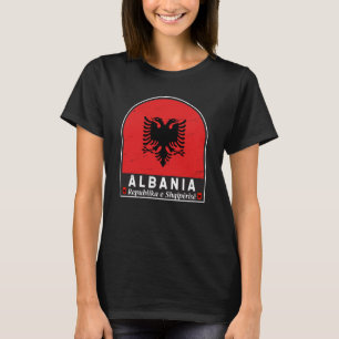 Albanien Flagga Emblem Distress T Shirt
