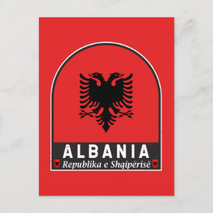 Albanien Flagga Emblem Distress Vykort