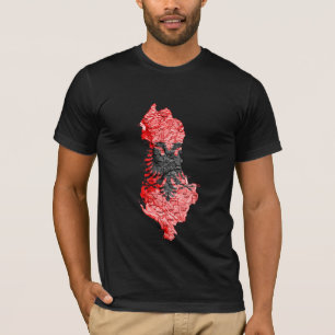 Albanien Flagga Färg Kart T-Shirt