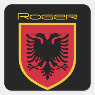 Albanien Flagga Fyrkantigt Klistermärke