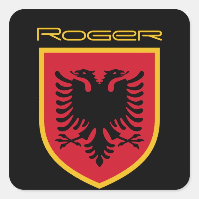 Albanien Flagga Fyrkantigt Klistermärke (Framsida)