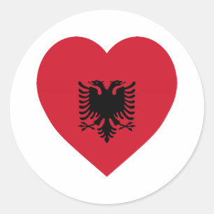 Albanien Flagga Heart Runt Klistermärke