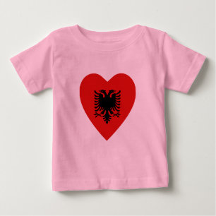 Albanien Flagga Heart T-Shirt