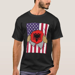 Albanien Flagga Inside Me Home Pride Albanian Amer T Shirt