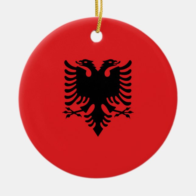 Albanien Flagga Julgransprydnad Keramik (Framsidan)