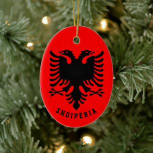 Albanien Flagga Julgransprydnad Keramik