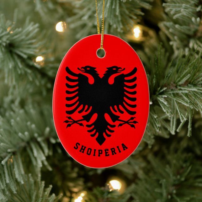 Albanien Flagga Julgransprydnad Keramik (Träd)