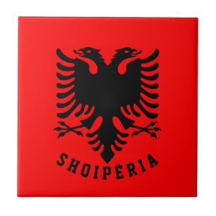 Albanien Flagga Kakelplatta