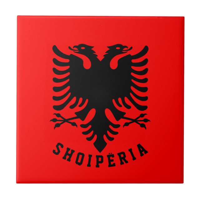 Albanien Flagga Kakelplatta (Framsidan)