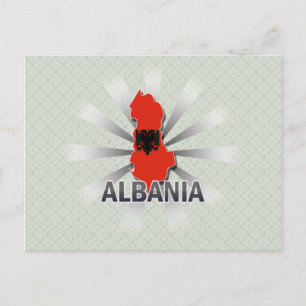 Albanien Flagga Karta 2.0 Vykort