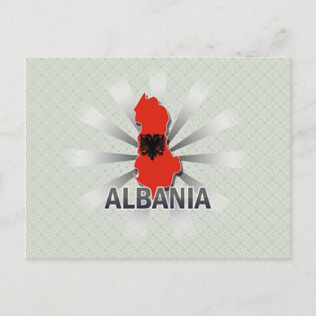 Albanien Flagga Karta 2.0 Vykort (Framsida)
