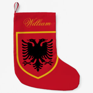 Albanien flagga liten julstrumpa