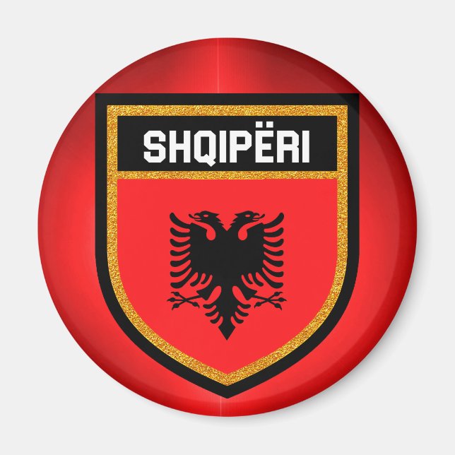 Albanien Flagga Magnet (Framsidan)