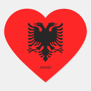 Albanien Flagga Patriotic Hjärtformat Klistermärke