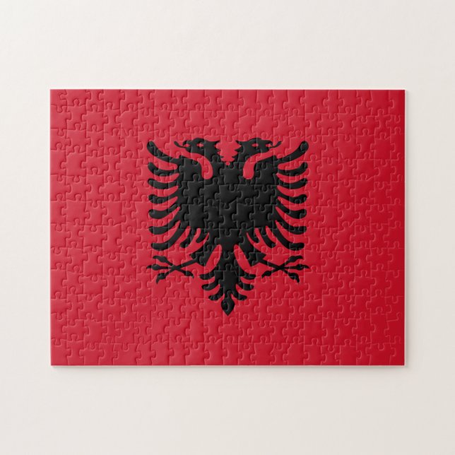 Albanien Flagga Puzzle Pussel (Horisontell)
