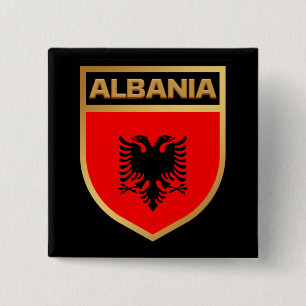 Albanien Flagga Shield Knapp