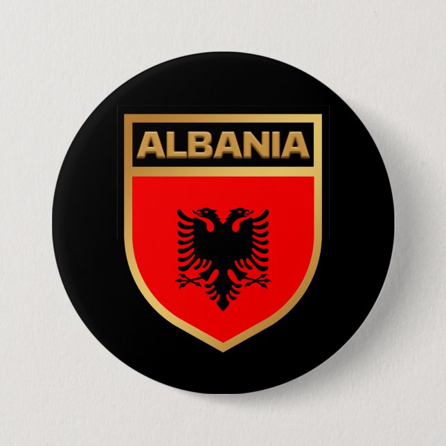 Albanien Flagga Shield Knapp (Framsida)