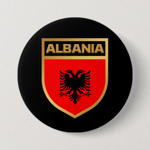Albanien Flagga Shield Knapp