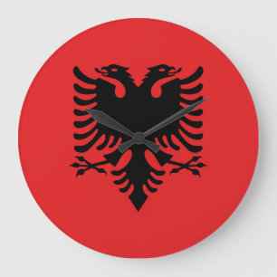 Albanien Flagga Stor Klocka