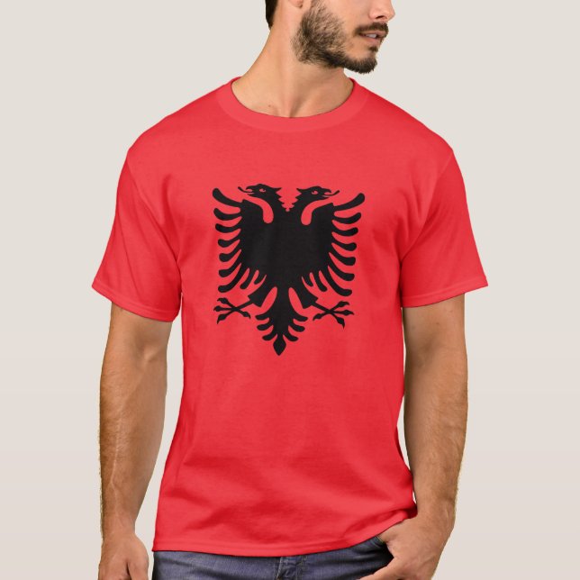 Albanien Flagga T Shirt (Framsida)