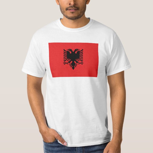 Albanien Flagga T Shirt (Framsida)