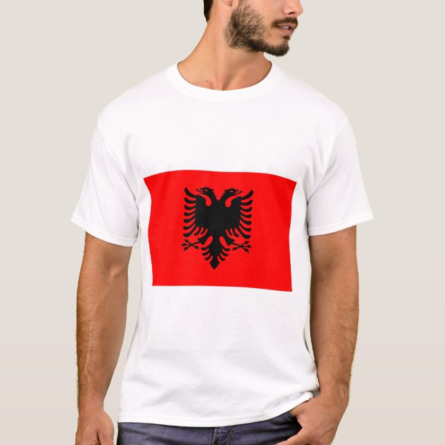 Albanien Flagga T Shirt (Framsida)