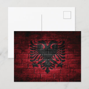 Albanien flagga vägg vykort