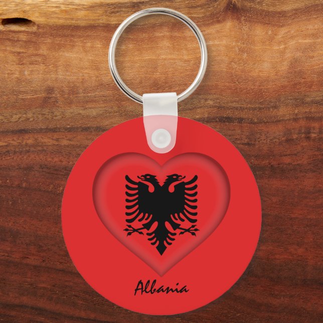 Albanien & Heart, Albaniens Flagga/idrott Nyckelring (Framsida)