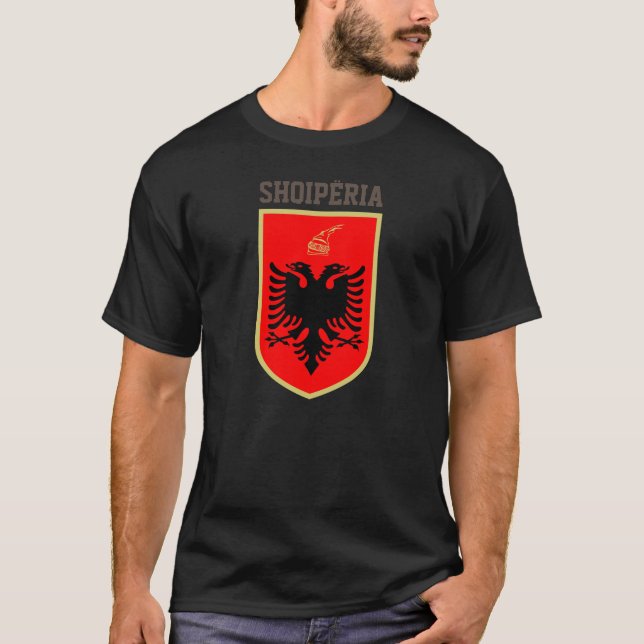 Albanien Jackar om Arm T Shirt (Framsida)