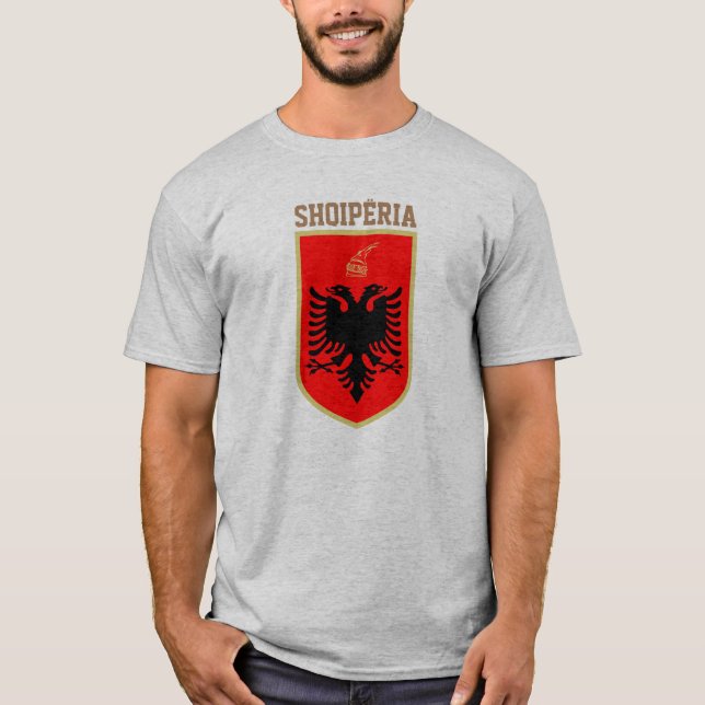 Albanien Jackar om Arm T Shirt (Framsida)
