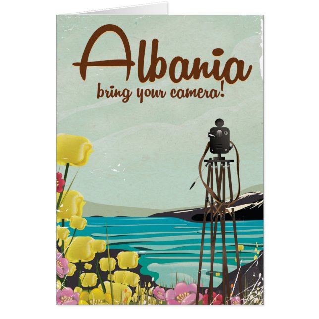 Albanien Kamera Vintage-resaaffisch Hälsningskort (Framsidan)