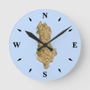Albanien Karta Clock Rund Klocka