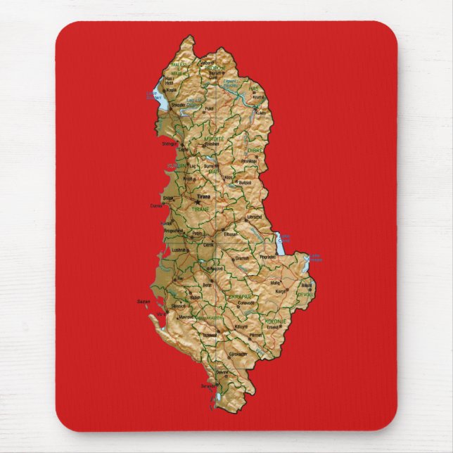 Albanien Karta Mousepad Musmatta (Framsidan)
