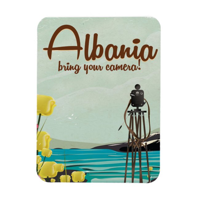 Albanien landskaps vintage reseposter. magnet (Vertikal)