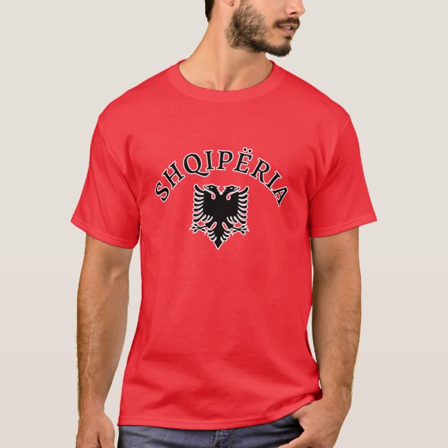 Albanien med örnen - Shqiperia dheshqiponja T Shirt (Framsida)